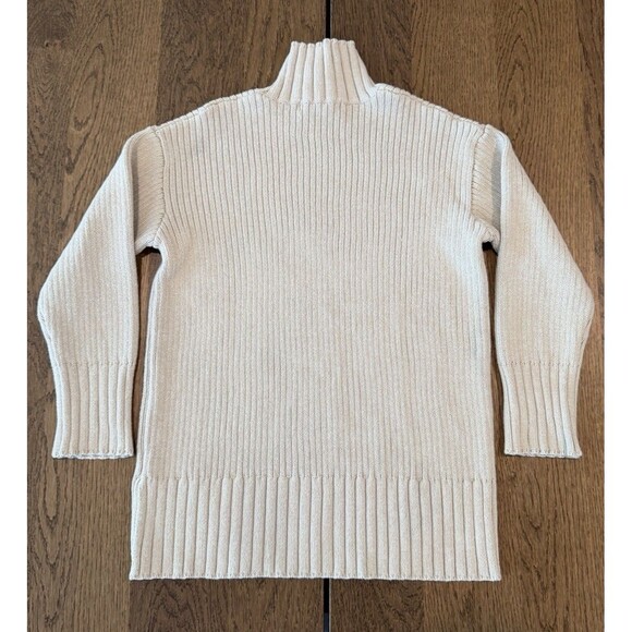 Free People Beach Mock Neck Ribbed Knit Sweater Women’s Sz S Oatmeal Long Sleeve - Picture 2 of 11